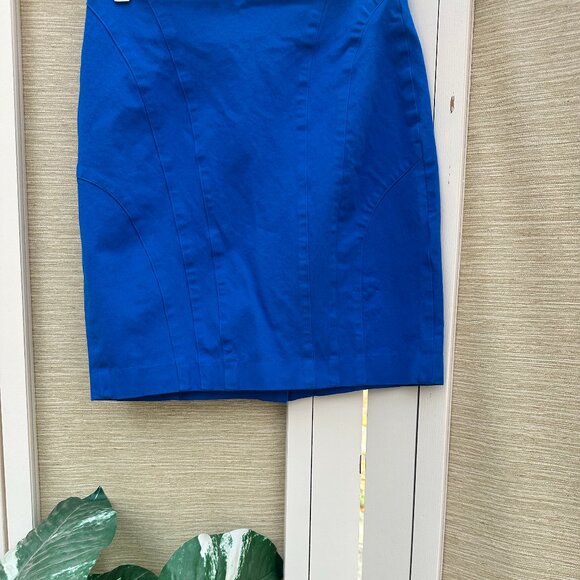 Banana Republic Blue Mini Skirt Cobalt Pencil Skirt Business Casual Paneled Mini - Picture 1 of 11